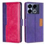 For Infinix Note 40 4G Contrast Color Side Buckle Leather Phone Case(Purple + Rose Red)