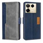 For Infinix Note 40 Pro 4G Contrast Color Side Buckle Leather Phone Case(Blue + Grey)