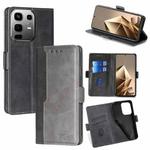 For Infinix Note 50 4G Contrast Color Side Buckle Leather Phone Case(Black + Grey)