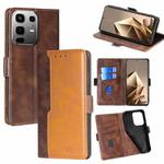 For Infinix Note 50 4G Contrast Color Side Buckle Leather Phone Case(Dark Brown + Gold)