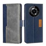 For Realme 11 5G Contrast Color Side Buckle Leather Phone Case(Blue + Grey)