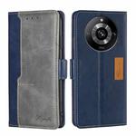 For Realme 11 Pro / 11 Pro+ 5G Contrast Color Side Buckle Leather Phone Case(Blue + Grey)