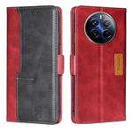 For Realme 12 Pro 5G Contrast Color Side Buckle Leather Phone Case(Red + Black)