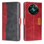 For Realme 12+ 5G Contrast Color Side Buckle Leather Phone Case(Red + Black)