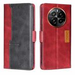 For Realme GT5 Pro 5G Contrast Color Side Buckle Leather Phone Case(Red + Black)