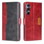 For Realme C65 4G Contrast Color Side Buckle Leather Phone Case(Red + Black)