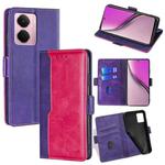 For Realme P3 Pro 5G Global Contrast Color Side Buckle Leather Phone Case(Purple + Rose Red)
