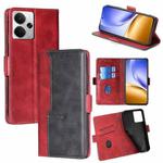 For Realme 14 5G Global Contrast Color Side Buckle Leather Phone Case(Red + Black)