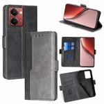 For Realme P3 Ultra 5G Contrast Color Side Buckle Leather Phone Case(Black + Grey)
