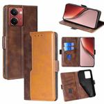 For Realme P3 Ultra 5G Contrast Color Side Buckle Leather Phone Case(Dark Brown + Gold)