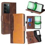 For Realme C71 4G Contrast Color Side Buckle Leather Phone Case(Dark Brown + Gold)