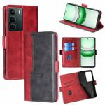 For Realme C71 4G Contrast Color Side Buckle Leather Phone Case(Red + Black)