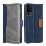 For TCL 40 XE 5G / 40X 5G T601D Contrast Color Side Buckle Leather Phone Case(Blue + Grey)