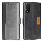 For TCL 505 4G Contrast Color Side Buckle Leather Phone Case(Black + Grey)