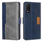 For TCL 505 4G Contrast Color Side Buckle Leather Phone Case(Blue + Grey)