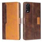 For TCL 505 4G Contrast Color Side Buckle Leather Phone Case(Dark Brown + Gold)