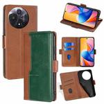 For TCL 60R 5G Contrast Color Side Buckle Leather Phone Case(Light Brown + Green)