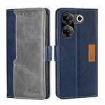 For Tecno Camon 20 Pro 5G Contrast Color Side Buckle Leather Phone Case(Blue + Grey)