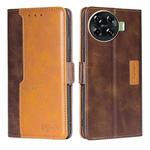 For Tecno Spark 20 Pro+ 4G Contrast Color Side Buckle Leather Phone Case(Dark Brown + Gold)