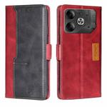 For Tecno Pova 6 5G Contrast Color Side Buckle Leather Phone Case(Red + Black)