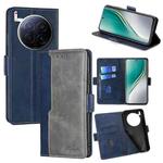 For Tecno Camon 40 Premier 5G Contrast Color Side Buckle Leather Phone Case(Blue + Grey)