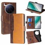 For Tecno Camon 40 Premier 5G Contrast Color Side Buckle Leather Phone Case(Dark Brown + Gold)