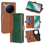 For Tecno Camon 40 Premier 5G Contrast Color Side Buckle Leather Phone Case(Light Brown + Green)
