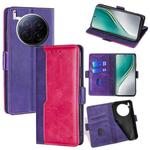 For Tecno Camon 40 Premier 5G Contrast Color Side Buckle Leather Phone Case(Purple + Rose Red)