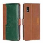 For Sharp Aqous Wish 3 Contrast Color Side Buckle Leather Phone Case(深棕+金色)
