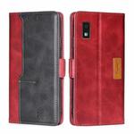 For Sharp Aqous Wish 3 Contrast Color Side Buckle Leather Phone Case(Red + Black)