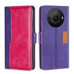 For Sharp Aquos R8 Pro SH-51D Contrast Color Side Buckle Leather Phone Case(Purple + Rose Red)