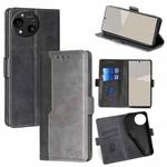 For Sharp Aquos R10 Contrast Color Side Buckle Leather Phone Case(Black + Grey)