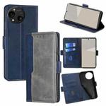 For Sharp Aquos R10 Contrast Color Side Buckle Leather Phone Case(Blue + Grey)