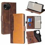 For Sharp Aquos R10 Contrast Color Side Buckle Leather Phone Case(Dark Brown + Gold)