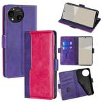 For Sharp Aquos R10 Contrast Color Side Buckle Leather Phone Case(Purple + Rose Red)