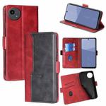 For Sharp Aqous wish5 Contrast Color Side Buckle Leather Phone Case(Red + Black)