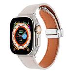 For Apple Watch Ultra 49mm Magnetic Buckle Skin Feel Leather Watch Band(Apricot)