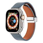 For Apple Watch Ultra 49mm Magnetic Buckle Skin Feel Leather Watch Band(Light Blue)