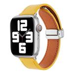 For Apple Watch 8 45mm  Magnetic Buckle Skin Feel Leather Watch Band(Yellow)