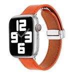 For Apple Watch 7 41mm Magnetic Buckle Skin Feel Leather Watch Band(Orange)