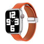 For Apple Watch 7 45mm Magnetic Buckle Skin Feel Leather Watch Band(Orange)