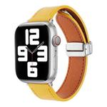For Apple Watch SE 2023 44mm Magnetic Buckle Skin Feel Leather Watch Band(Yellow)