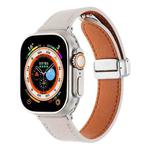 For Apple Watch Ultra 2 49mm Magnetic Buckle Skin Feel Leather Watch Band(Apricot)