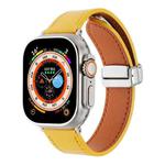 For Apple Watch Ultra 2 49mm Magnetic Buckle Skin Feel Leather Watch Band(Yellow)