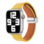 For Apple Watch Serie 9 45mm Magnetic Buckle Skin Feel Leather Watch Band(Yellow)