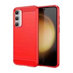 For Samsung Galaxy S23 FE Brushed Texture Carbon Fiber TPU Phone Case(Red)