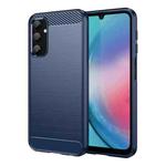 For Samsung Galaxy A25 5G Brushed Texture Carbon Fiber TPU Phone Case(Blue)