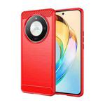 For Honor X9B Brushed Texture Carbon Fiber TPU Phone Case(Red)