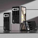 For Google Pixel Fold ABEEL Genuine Leather Crocodile Pattern Black Edge Phone Case(Black)