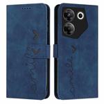 For Tecno Camon 20 Pro 5G Skin Feel Heart Pattern Leather Phone Case(Blue)